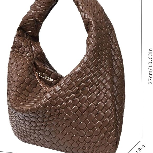 Women's Knot Strap Leather Dumpling Handbags Zipper Hobo Clutch Purses - Picture 5 of 6